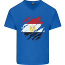Torn Egypt Flag Egyptian Day Football Mens V-Neck Cotton T-Shirt Royal Blue