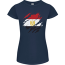 Torn Egypt Flag Egyptian Day Football Womens Petite Cut T-Shirt Navy Blue