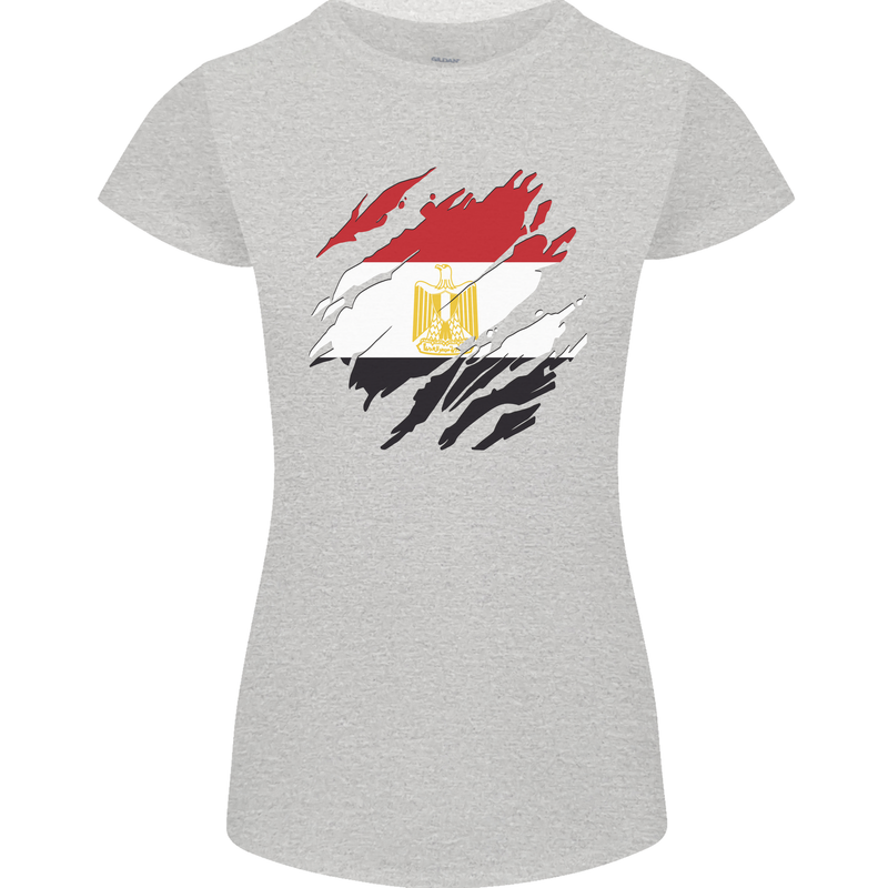 Torn Egypt Flag Egyptian Day Football Womens Petite Cut T-Shirt Sports Grey