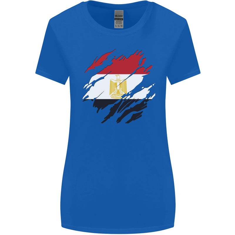 Torn Egypt Flag Egyptian Day Football Womens Wider Cut T-Shirt Royal Blue
