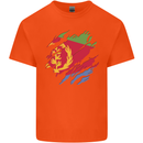 Torn Eritrean Flag Eritrea Flag Day Football Kids T-Shirt Childrens Orange