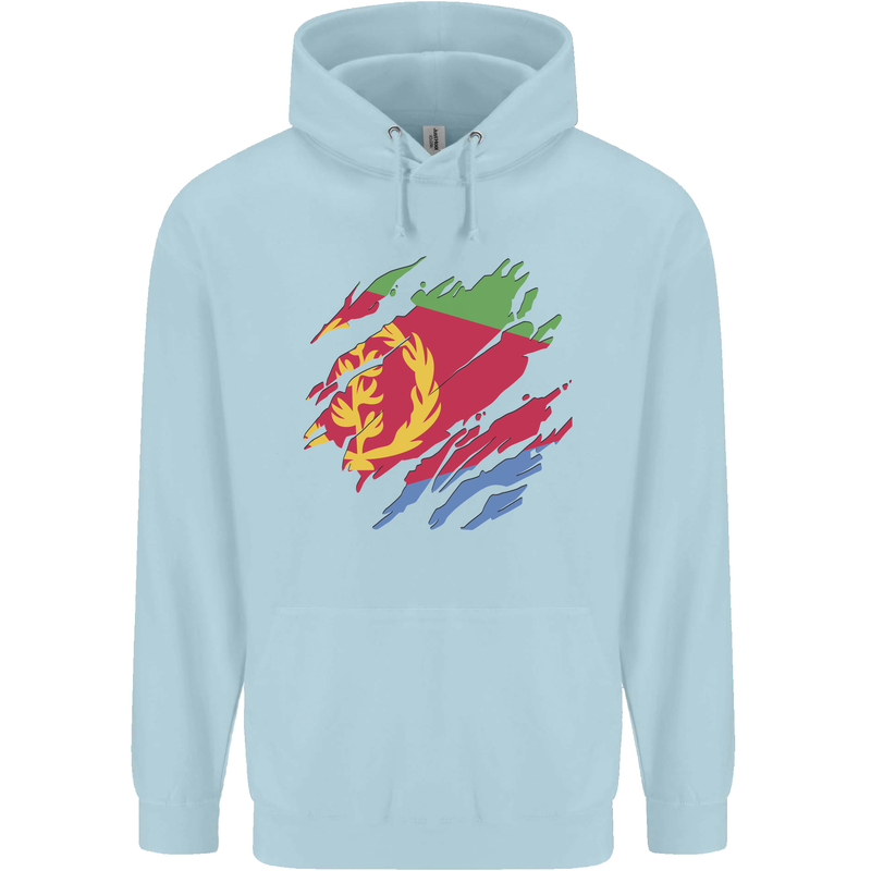 Torn Eritrean Flag Eritrea Flag Day Football Mens 80% Cotton Hoodie Light Blue
