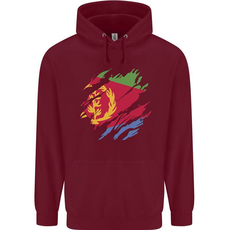 Torn Eritrean Flag Eritrea Flag Day Football Mens 80% Cotton Hoodie Maroon
