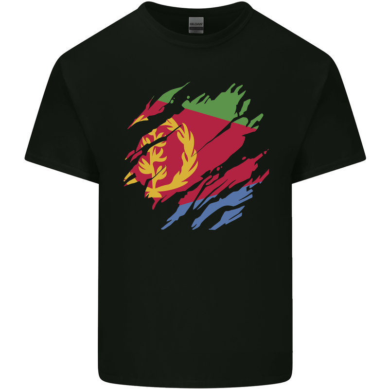 Torn Eritrean Flag Eritrea Flag Day Football Mens Cotton T-Shirt Tee Top Black