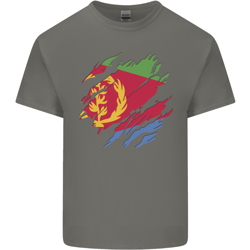 Torn Eritrean Flag Eritrea Flag Day Football Mens Cotton T-Shirt Tee Top Charcoal