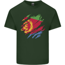 Torn Eritrean Flag Eritrea Flag Day Football Mens Cotton T-Shirt Tee Top Forest Green