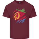 Torn Eritrean Flag Eritrea Flag Day Football Mens Cotton T-Shirt Tee Top Maroon