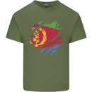 Torn Eritrean Flag Eritrea Flag Day Football Mens Cotton T-Shirt Tee Top Military Green