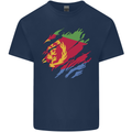 Torn Eritrean Flag Eritrea Flag Day Football Mens Cotton T-Shirt Tee Top Navy Blue