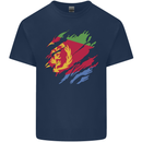 Torn Eritrean Flag Eritrea Flag Day Football Mens Cotton T-Shirt Tee Top Navy Blue