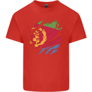 Torn Eritrean Flag Eritrea Flag Day Football Mens Cotton T-Shirt Tee Top Red