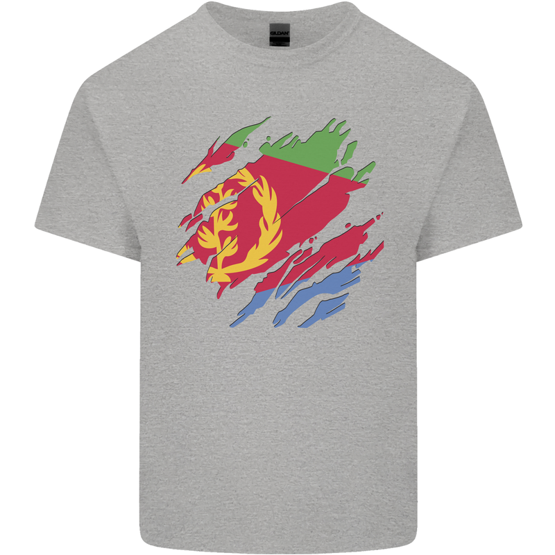Torn Eritrean Flag Eritrea Flag Day Football Mens Cotton T-Shirt Tee Top Sports Grey