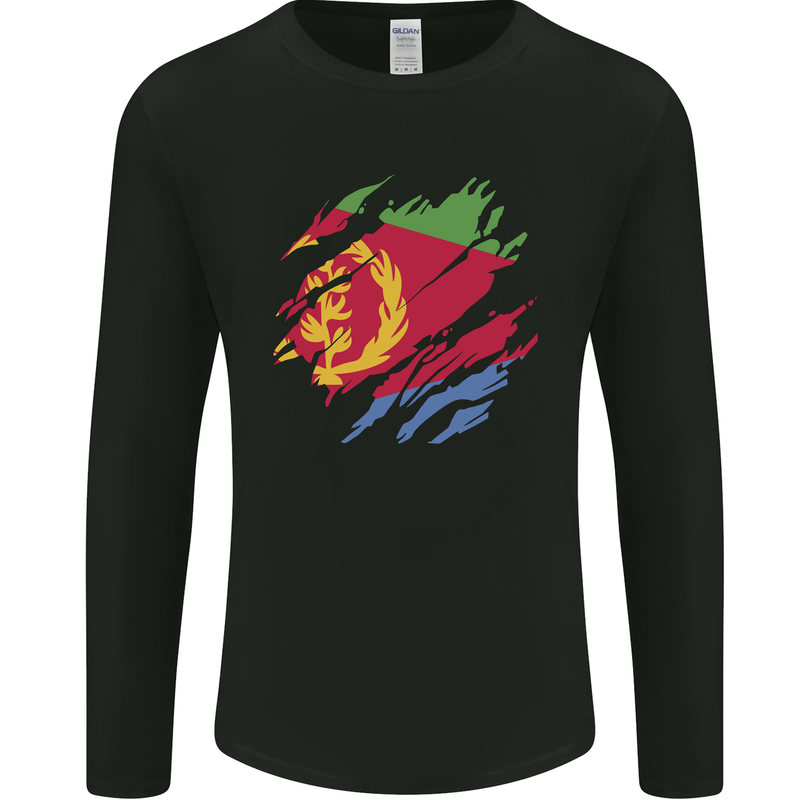 Torn Eritrean Flag Eritrea Flag Day Football Mens Long Sleeve T-Shirt Black