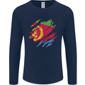 Torn Eritrean Flag Eritrea Flag Day Football Mens Long Sleeve T-Shirt Navy Blue