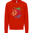 Torn Eritrean Flag Eritrea Flag Day Football Mens Sweatshirt Jumper Bright Red