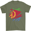 Torn Eritrean Flag Eritrea Flag Day Football Mens T-Shirt 100% Cotton Military Green