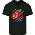 Torn Eritrean Flag Eritrea Flag Day Football Mens V-Neck Cotton T-Shirt Black