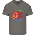 Torn Eritrean Flag Eritrea Flag Day Football Mens V-Neck Cotton T-Shirt Charcoal