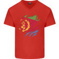 Torn Eritrean Flag Eritrea Flag Day Football Mens V-Neck Cotton T-Shirt Red