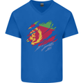 Torn Eritrean Flag Eritrea Flag Day Football Mens V-Neck Cotton T-Shirt Royal Blue