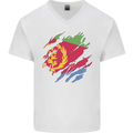 Torn Eritrean Flag Eritrea Flag Day Football Mens V-Neck Cotton T-Shirt White