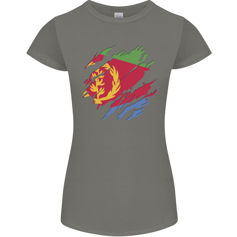 Torn Eritrean Flag Eritrea Flag Day Football Womens Petite Cut T-Shirt Charcoal