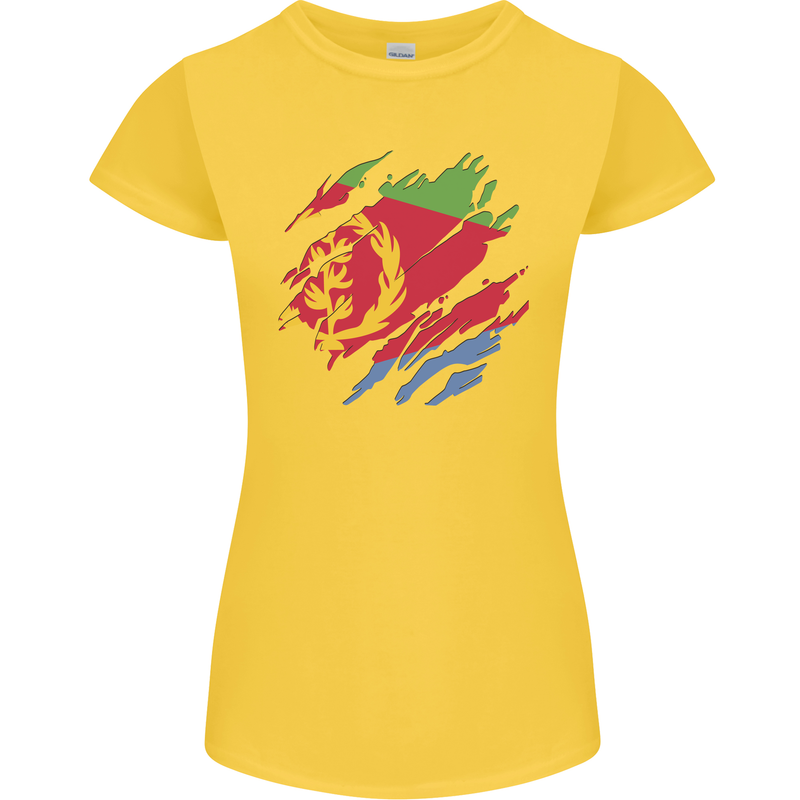 Torn Eritrean Flag Eritrea Flag Day Football Womens Petite Cut T-Shirt Yellow
