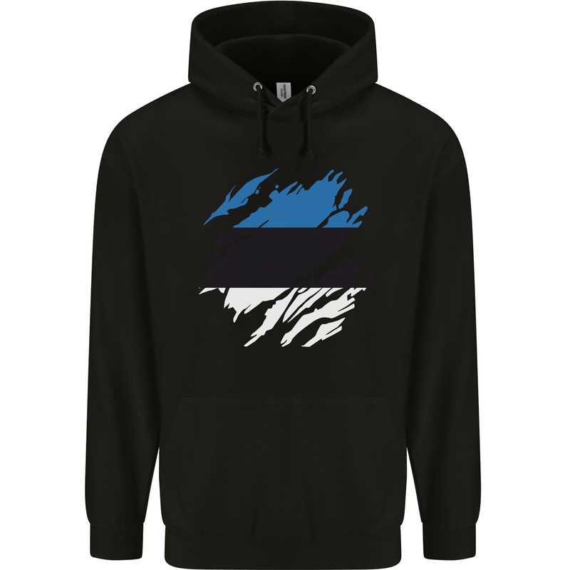 Torn Estonia Flag Estonian Day Football Childrens Kids Hoodie Black