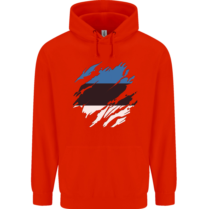Torn Estonia Flag Estonian Day Football Childrens Kids Hoodie Bright Red