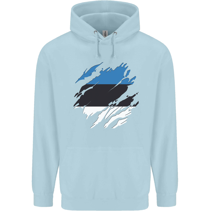 Torn Estonia Flag Estonian Day Football Childrens Kids Hoodie Light Blue