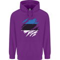 Torn Estonia Flag Estonian Day Football Childrens Kids Hoodie Purple