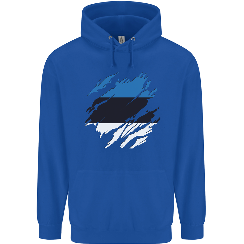 Torn Estonia Flag Estonian Day Football Childrens Kids Hoodie Royal Blue