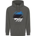 Torn Estonia Flag Estonian Day Football Childrens Kids Hoodie Storm Grey