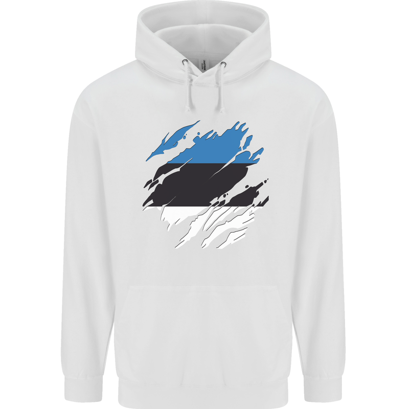 Torn Estonia Flag Estonian Day Football Childrens Kids Hoodie White