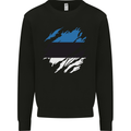 Torn Estonia Flag Estonian Day Football Kids Sweatshirt Jumper Black