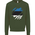 Torn Estonia Flag Estonian Day Football Kids Sweatshirt Jumper Forest Green