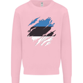 Torn Estonia Flag Estonian Day Football Kids Sweatshirt Jumper Light Pink