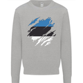 Torn Estonia Flag Estonian Day Football Kids Sweatshirt Jumper Sports Grey