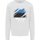 Torn Estonia Flag Estonian Day Football Kids Sweatshirt Jumper White