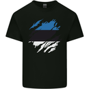 Torn Estonia Flag Estonian Day Football Kids T-Shirt Childrens Black