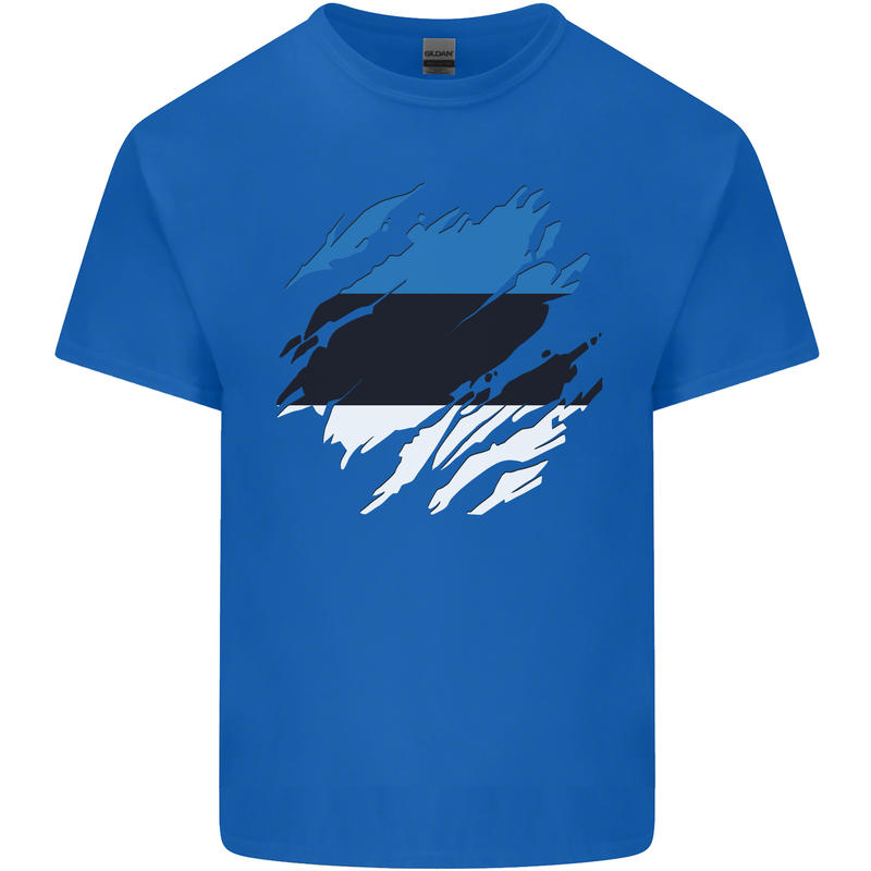 Torn Estonia Flag Estonian Day Football Kids T-Shirt Childrens Royal Blue