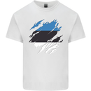 Torn Estonia Flag Estonian Day Football Kids T-Shirt Childrens White
