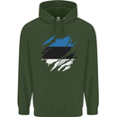 Torn Estonia Flag Estonian Day Football Mens 80% Cotton Hoodie Forest Green