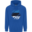 Torn Estonia Flag Estonian Day Football Mens 80% Cotton Hoodie Royal Blue