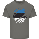 Torn Estonia Flag Estonian Day Football Mens Cotton T-Shirt Tee Top Charcoal