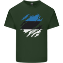 Torn Estonia Flag Estonian Day Football Mens Cotton T-Shirt Tee Top Forest Green
