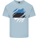 Torn Estonia Flag Estonian Day Football Mens Cotton T-Shirt Tee Top Light Blue