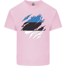 Torn Estonia Flag Estonian Day Football Mens Cotton T-Shirt Tee Top Light Pink