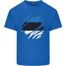 Torn Estonia Flag Estonian Day Football Mens Cotton T-Shirt Tee Top Royal Blue