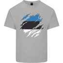 Torn Estonia Flag Estonian Day Football Mens Cotton T-Shirt Tee Top Sports Grey